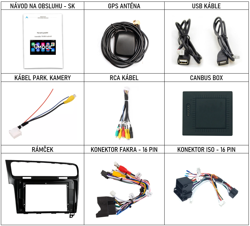 SK Prislusenstvo pre autorádio Bmode pre Volkswagen Golf 7 cerny s carplay a androidauto - evtech.sk